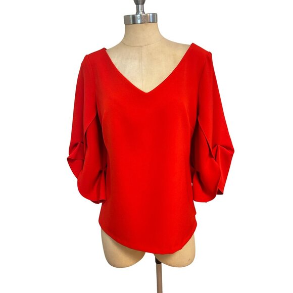 Alberto Makali Pintuck Blouse in Red Medium - Picture 2 of 5